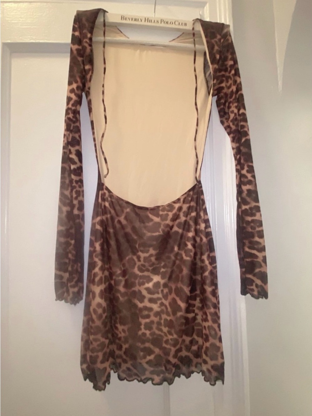 Leopard-Print Long Sleeve Mini Dress - Brown